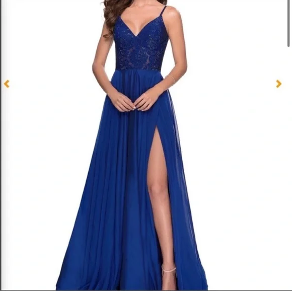 La Femme | Dresses | La Femme 28664 Prom Dress Blue Embroidered Bodice Gown  4 | Poshmark